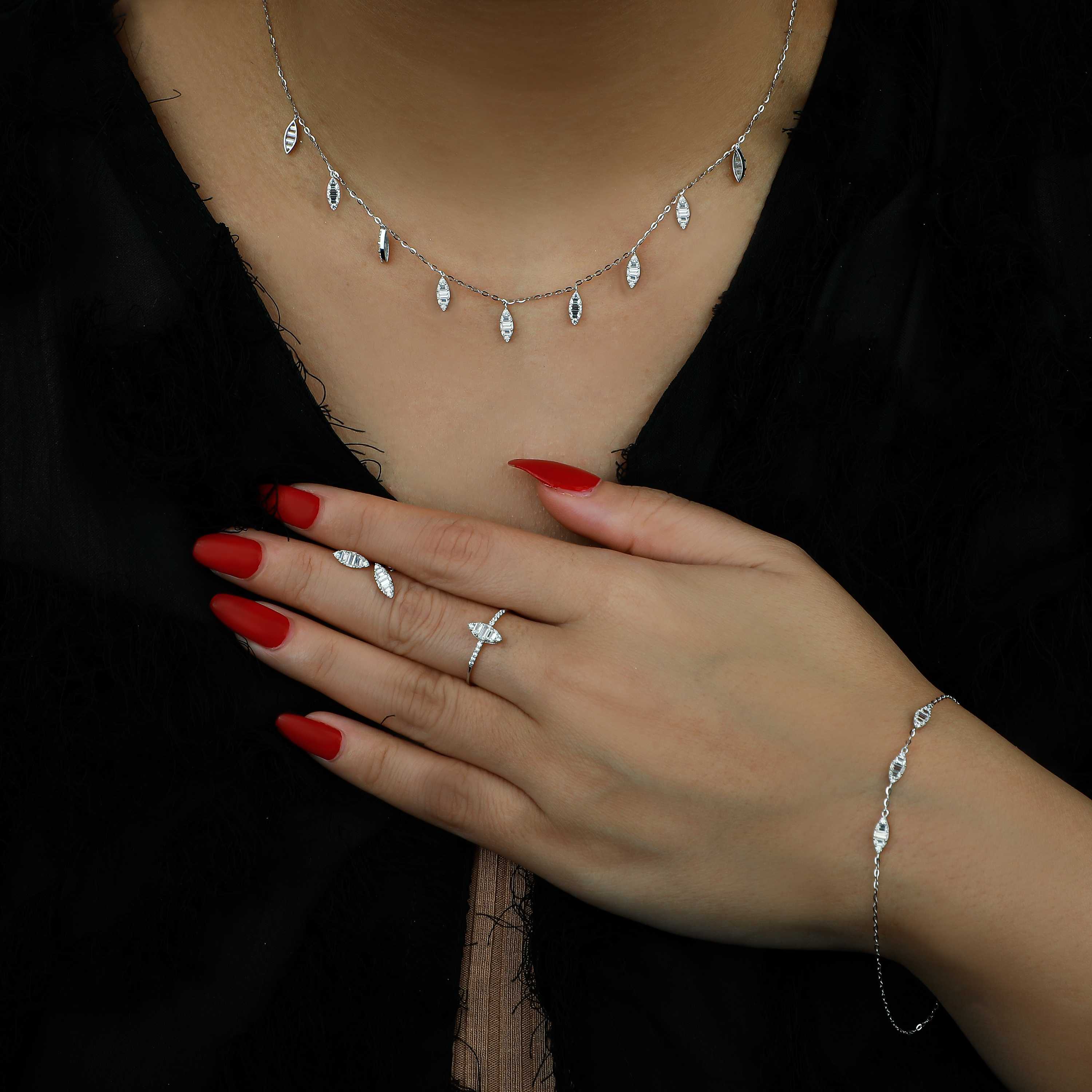 18 karat white gold set, made in Turkey - (H-0286)